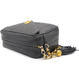 Black Leather Chain CC Tassel Camera Bag