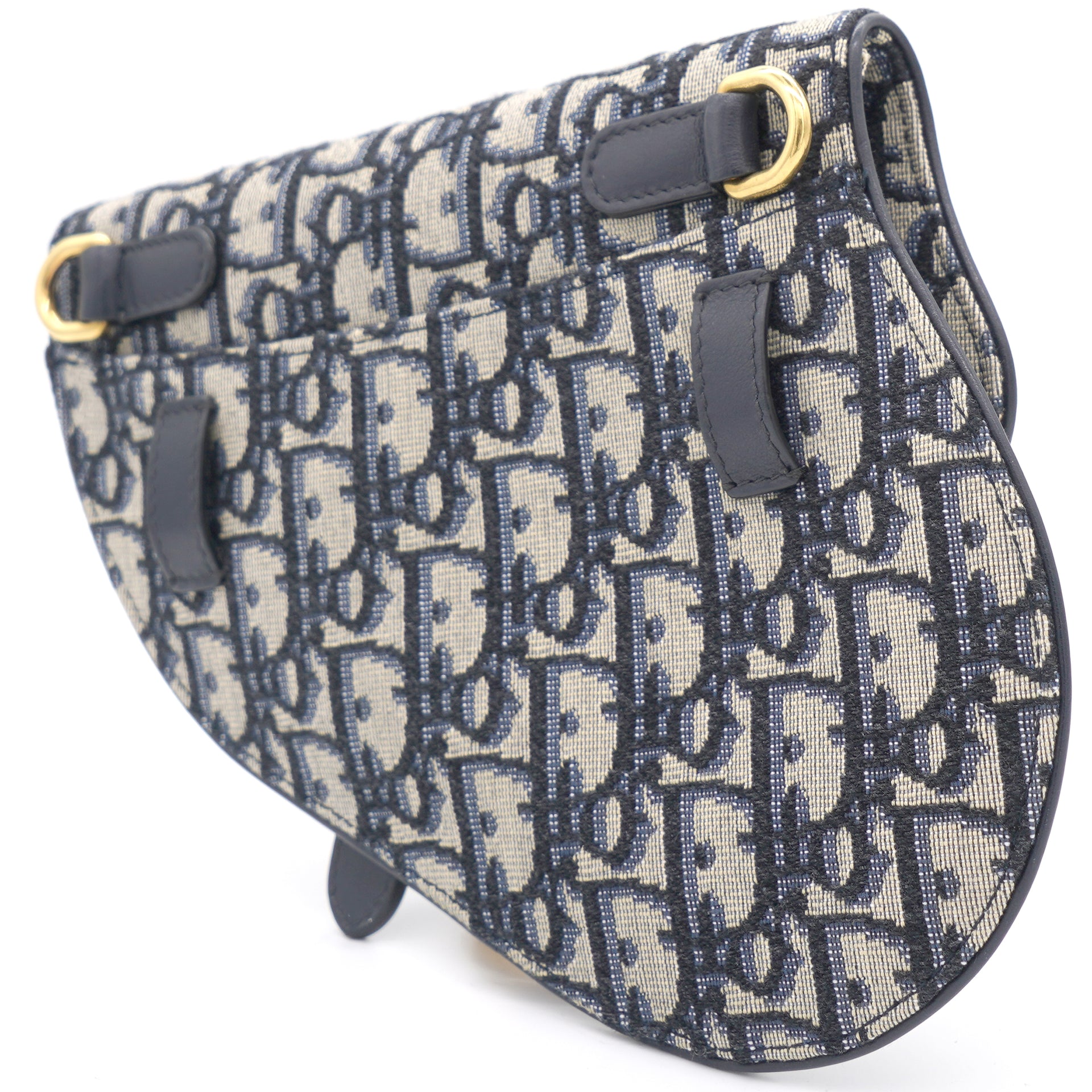 Blue Oblique Canvas and Leather Saddle Belt Bag