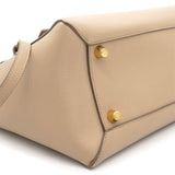 Light Taupe Leather Mini Belt Top Handle Bag