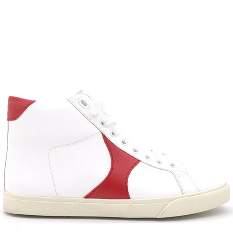 White Leather Colour Block Pattern Sneakers 35
