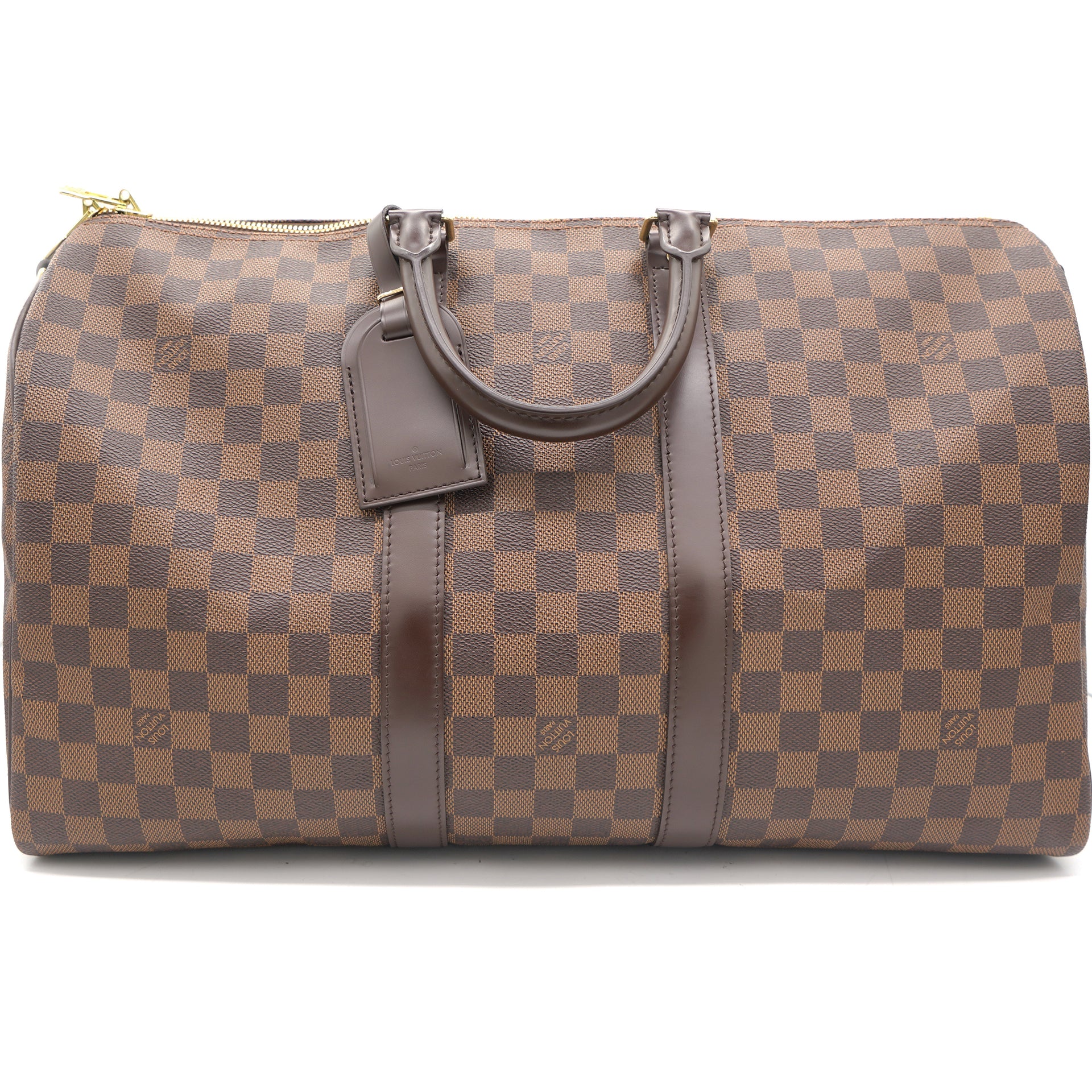 Louis Vuitton Keepall Bandouliere Damier Ebene (With Accessories) 45 Brown