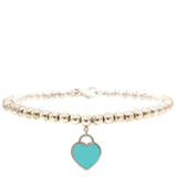 Return to Tiffany Blue Heart Tag Bead Bracelet in Silver 4mm