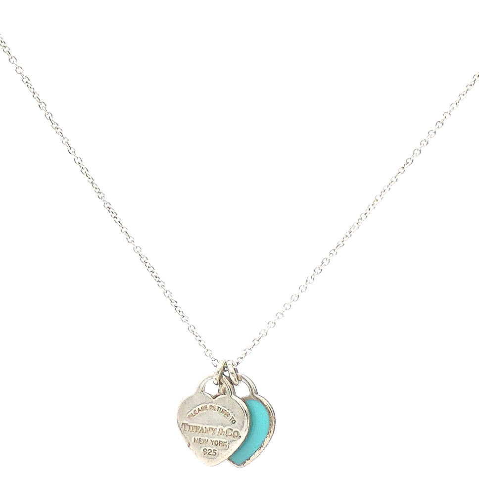 Return to Tiffany Blue Double Heart Tag Pendant in Silver Mini