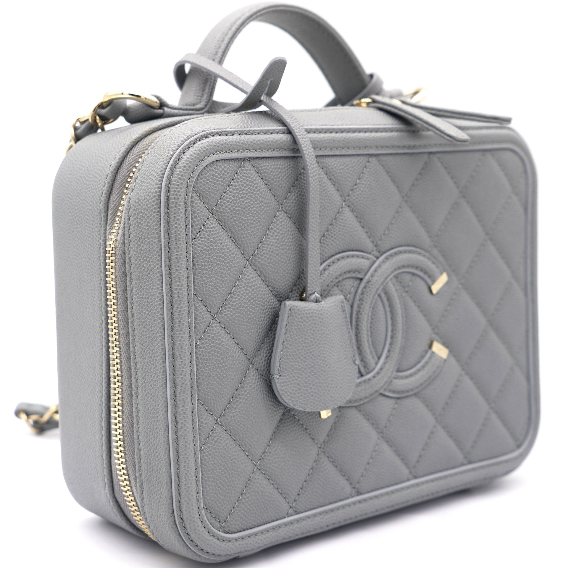 Chanel Caviar Quilted Medium CC Filigree Vanity Case Grey – STYLISHTOP