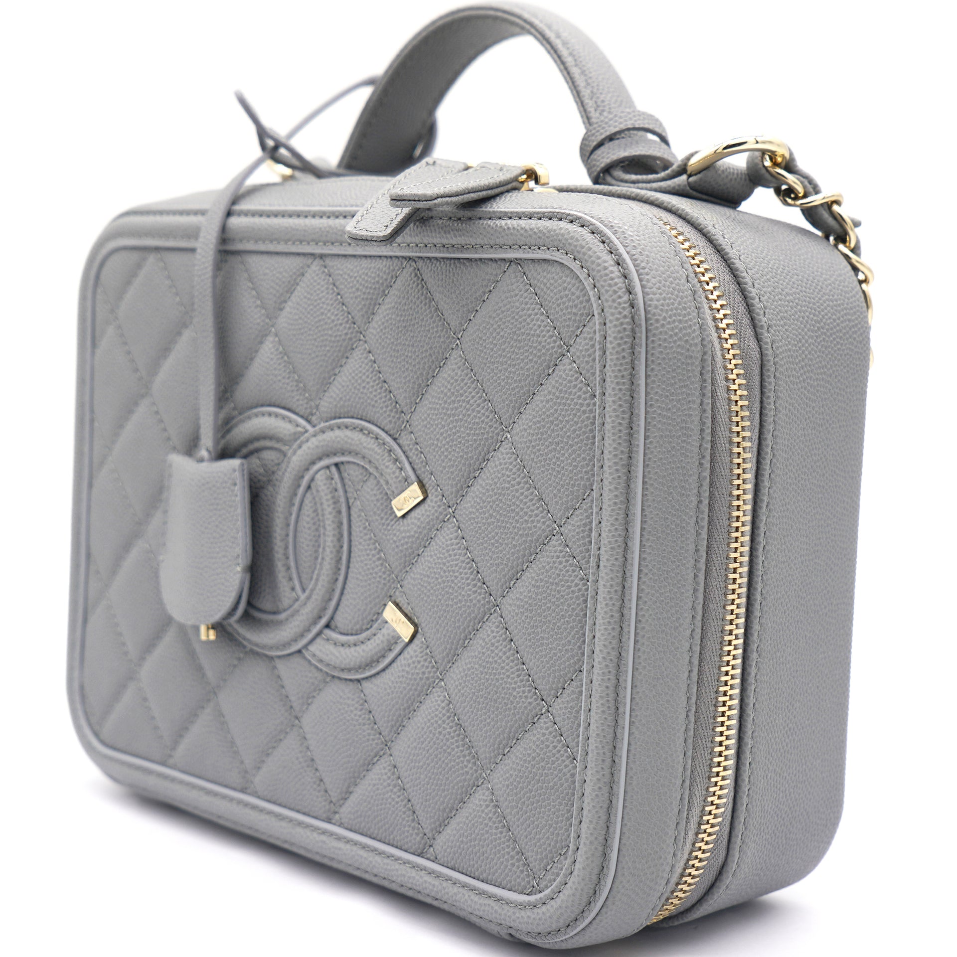 Chanel Pink Quilted Caviar Leather Medium CC Filigree Vanity Case Bag –  STYLISHTOP
