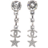CC and Stars Silver Tone Drop Earrings