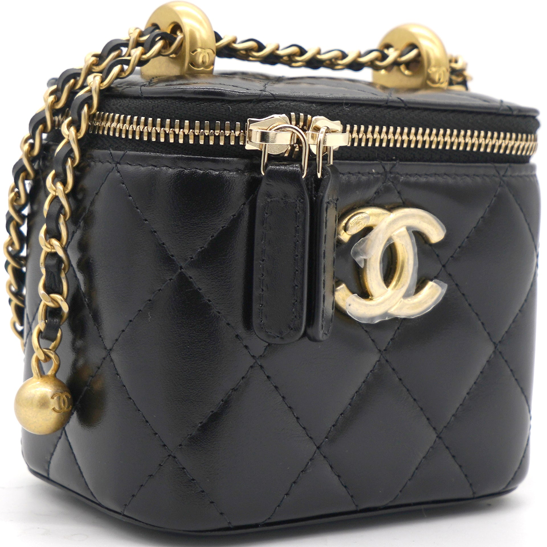 Chanel Calfskin Quilted Mini Perfect Fit Vanity Case With Chain