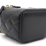 Calfskin Quilted Mini Perfect Fit Vanity Case With Chain Black