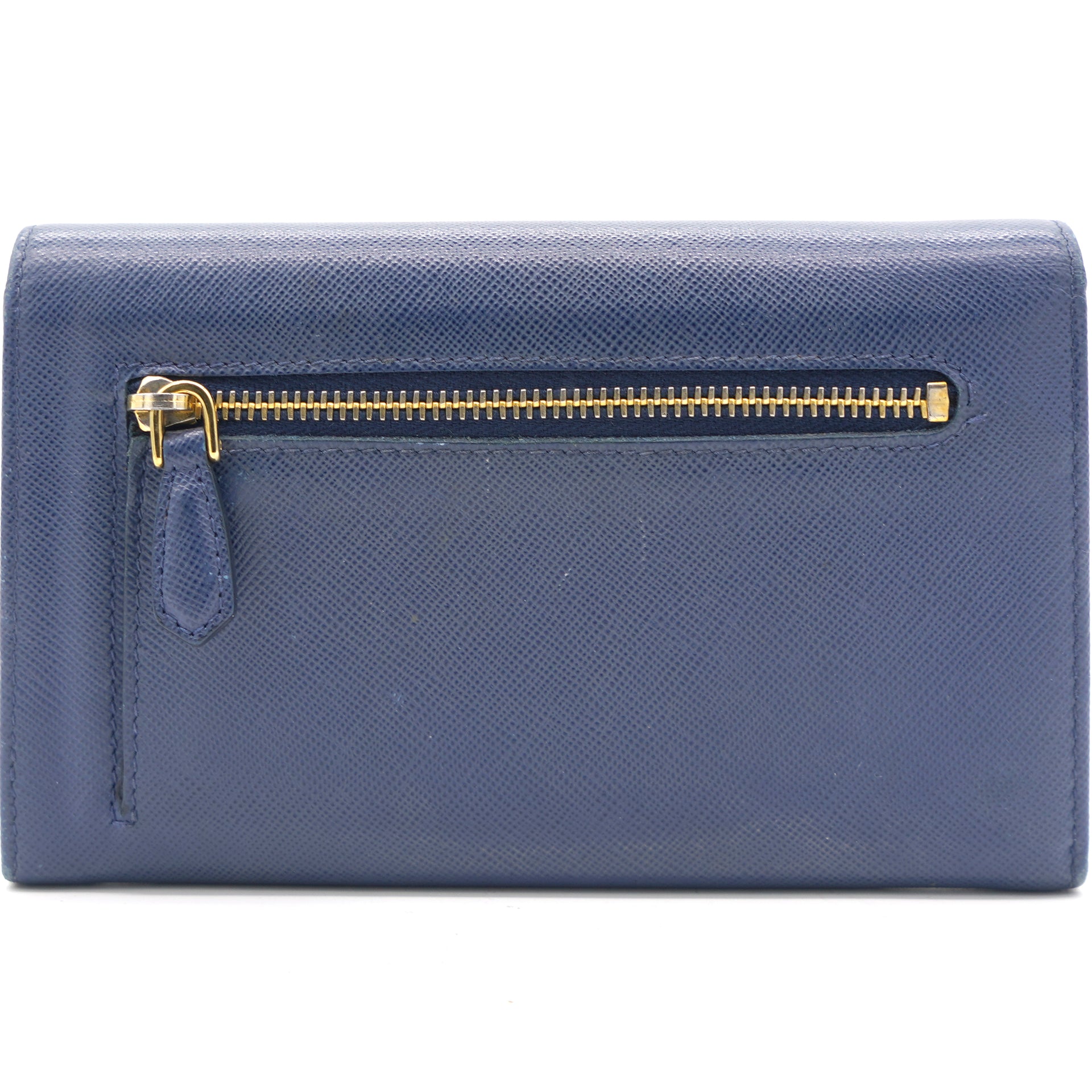 Blue Saffiano Bow Flap Wallet