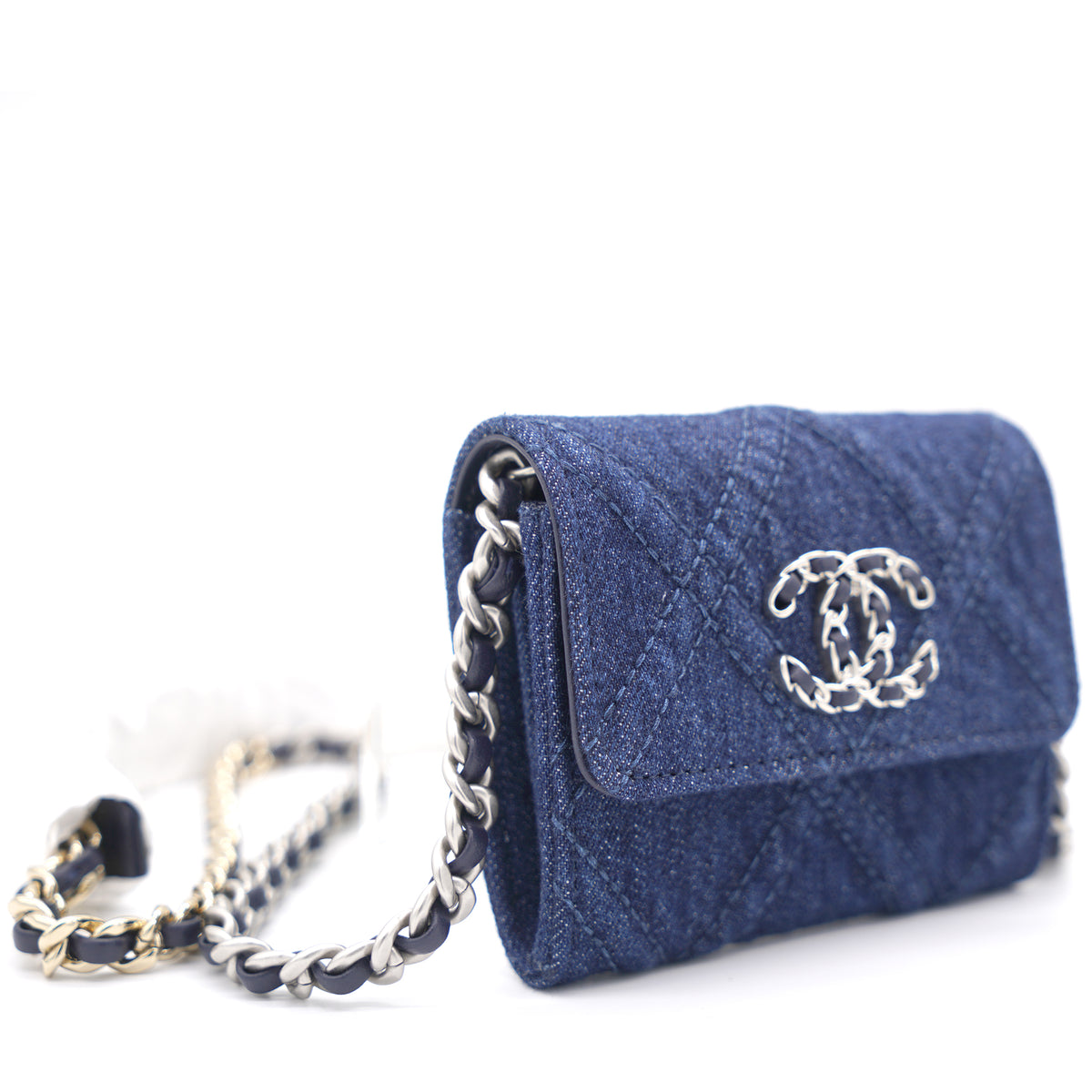 Chanel Quilted Blue Denim 19 Card Holder with Chain – STYLISHTOP