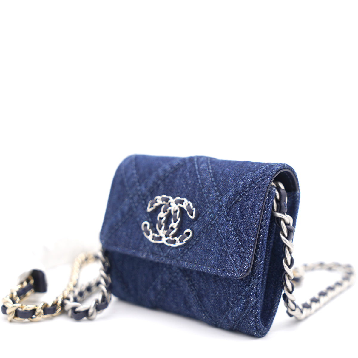 Chanel Quilted Blue Denim 19 Card Holder with Chain – STYLISHTOP