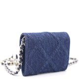 Quilted Blue Denim 19 Card Holder with Chain