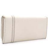 White Saffiano Lux Leather Bow Flap Continental Wallet