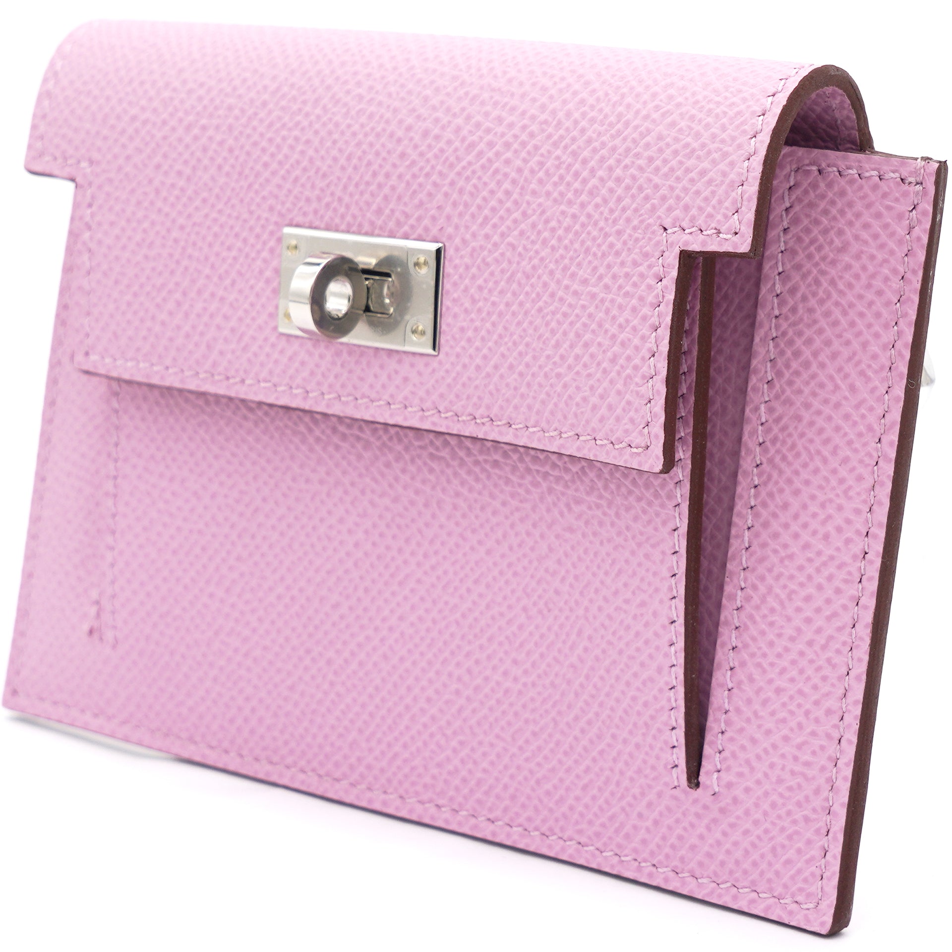 Epsom Leather Kelly Pocket Compact Wallet Mauve Sylvestre