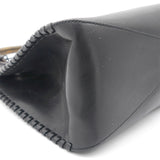 Calfskin Whipstitch Wooden Handle Small Hobo Black