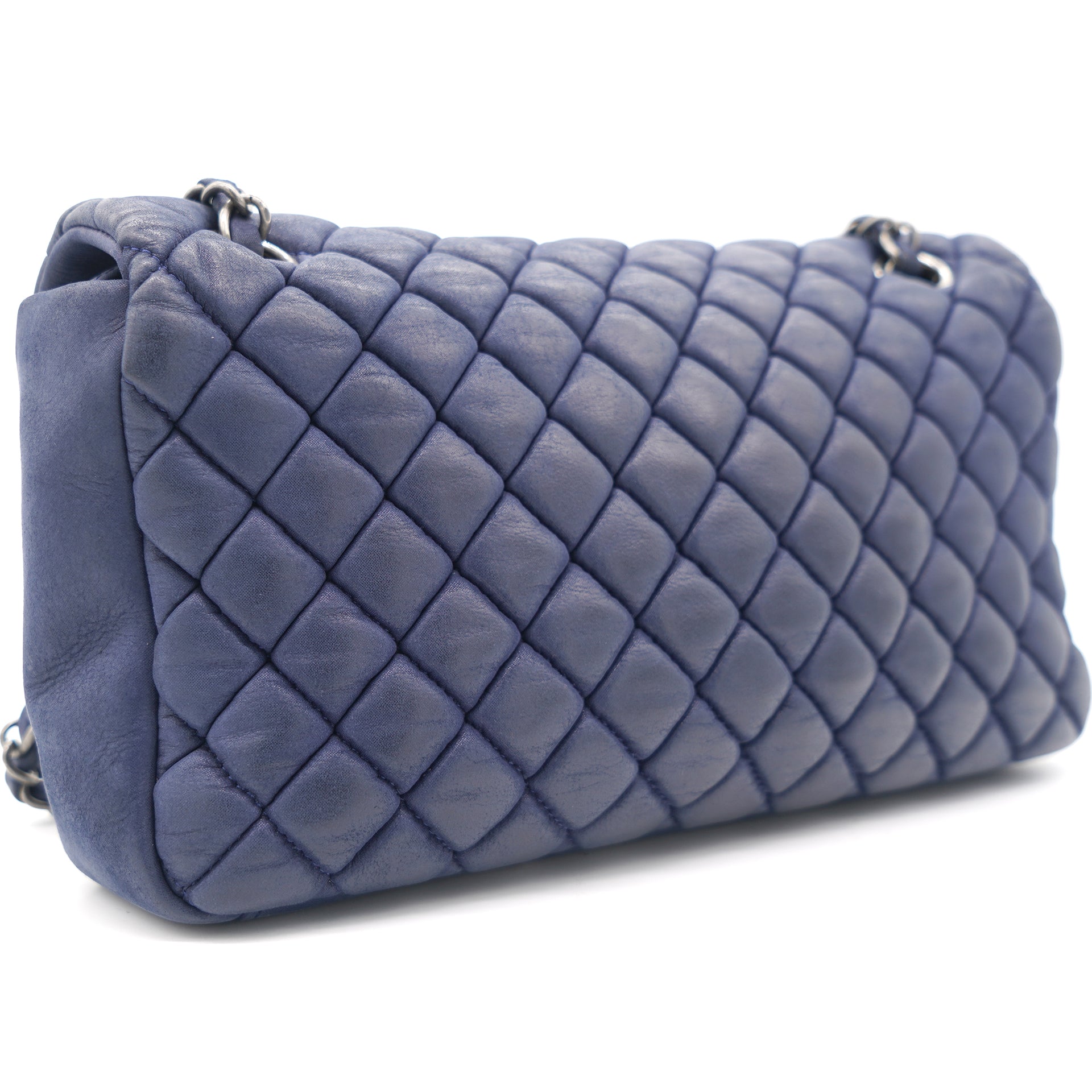 Chanel Dark Blue Quilted Caviar Leather Easy Flap Bag Chanel