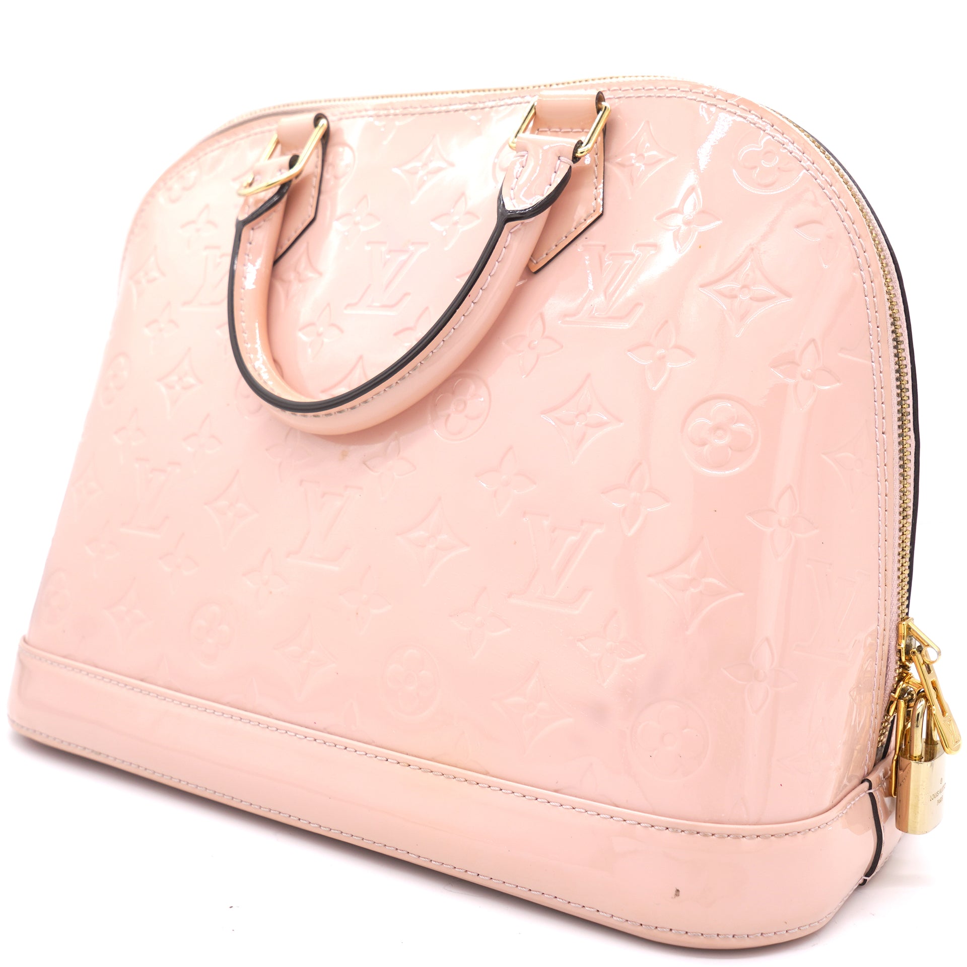 Louis Vuitton Alma Monogram Vernis BB Rose Ballerine in Patent Leather with  Brass - US