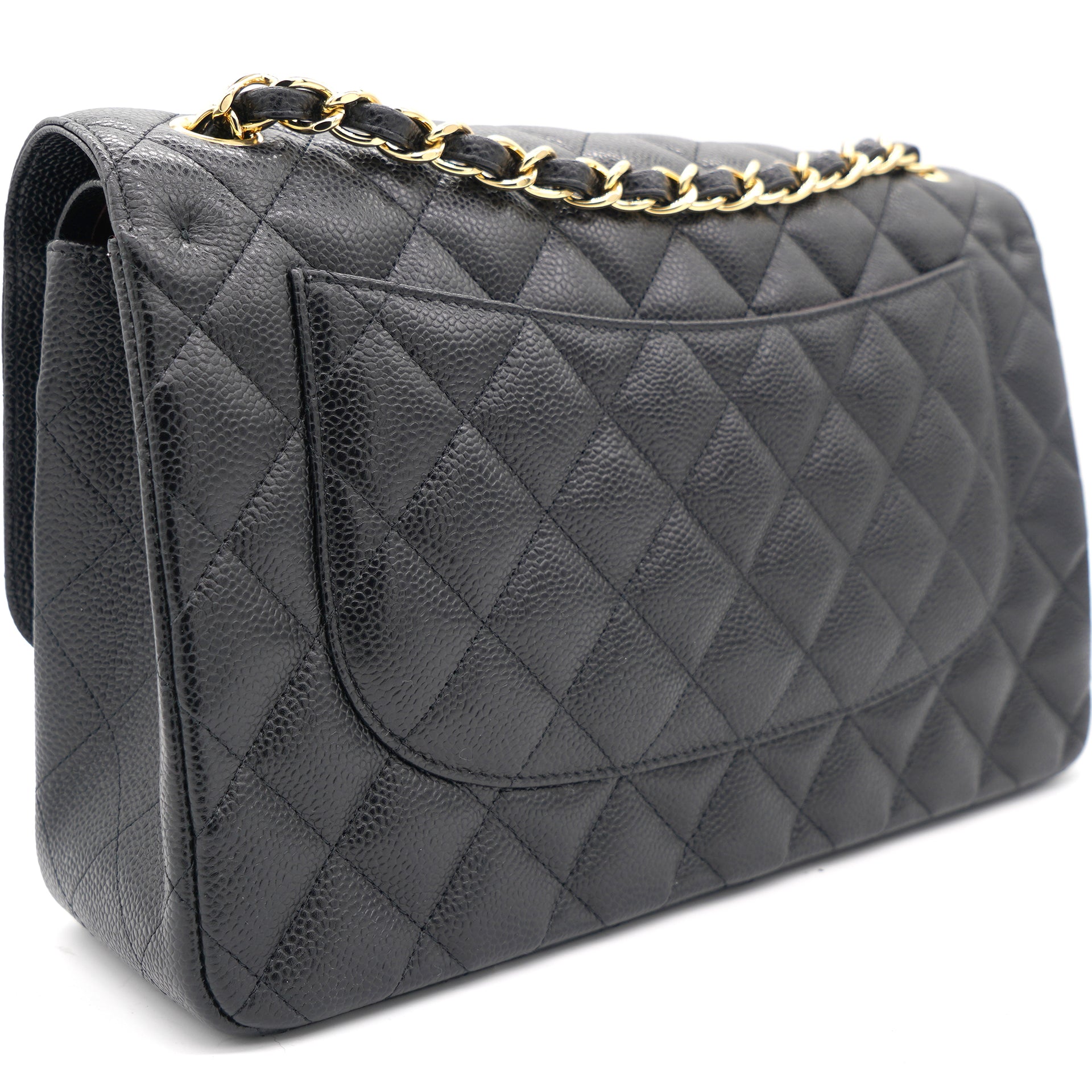 AUTHENTIC Chanel Black Jumbo Caviar Quilted HandBag for Sale