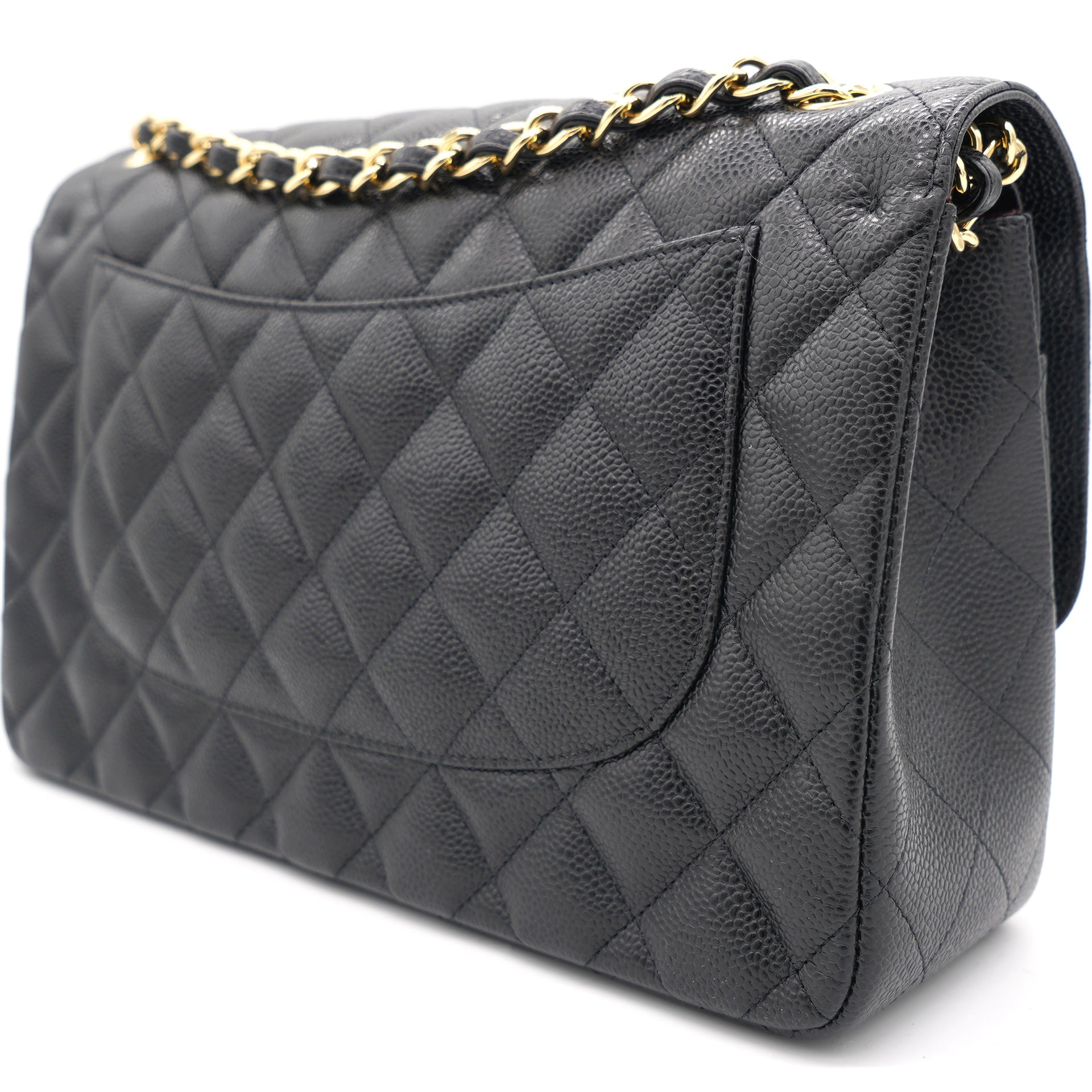 CHANEL Iridescent Caviar Quilted Medium Double Flap Off White