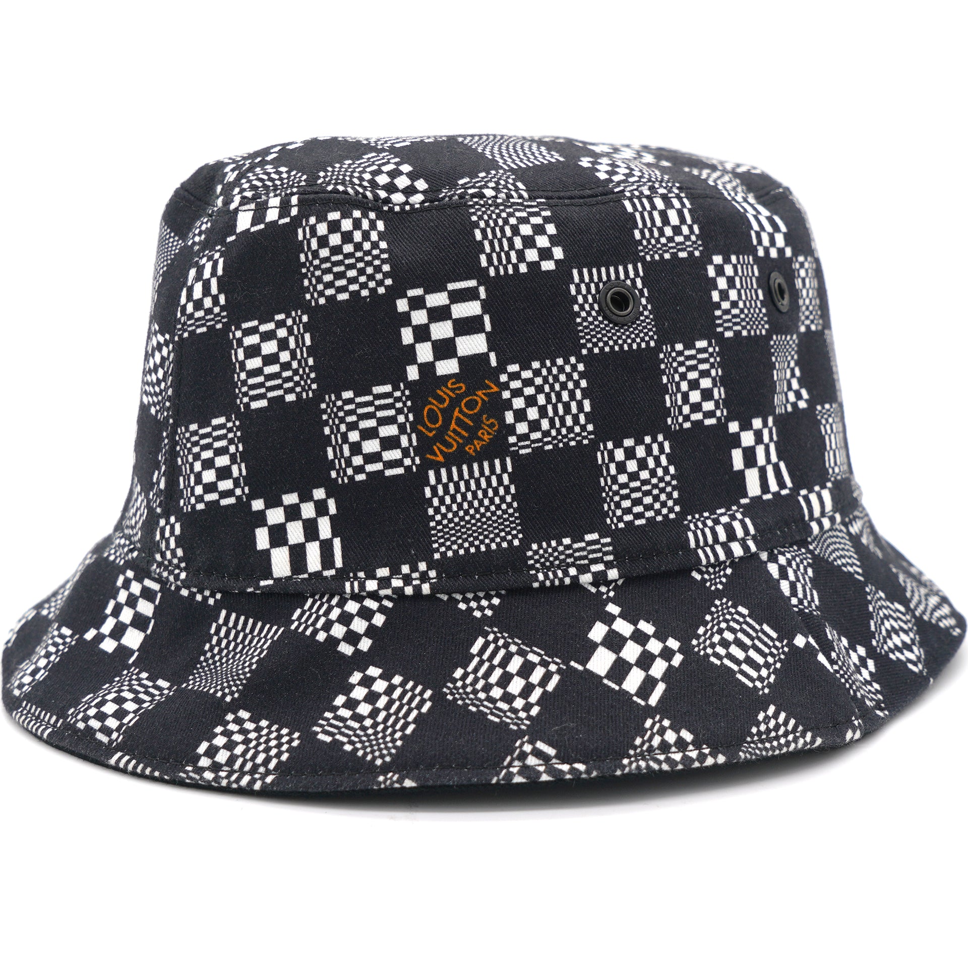 Black x White Distorted Damier Bucket Hat Fisherman 58