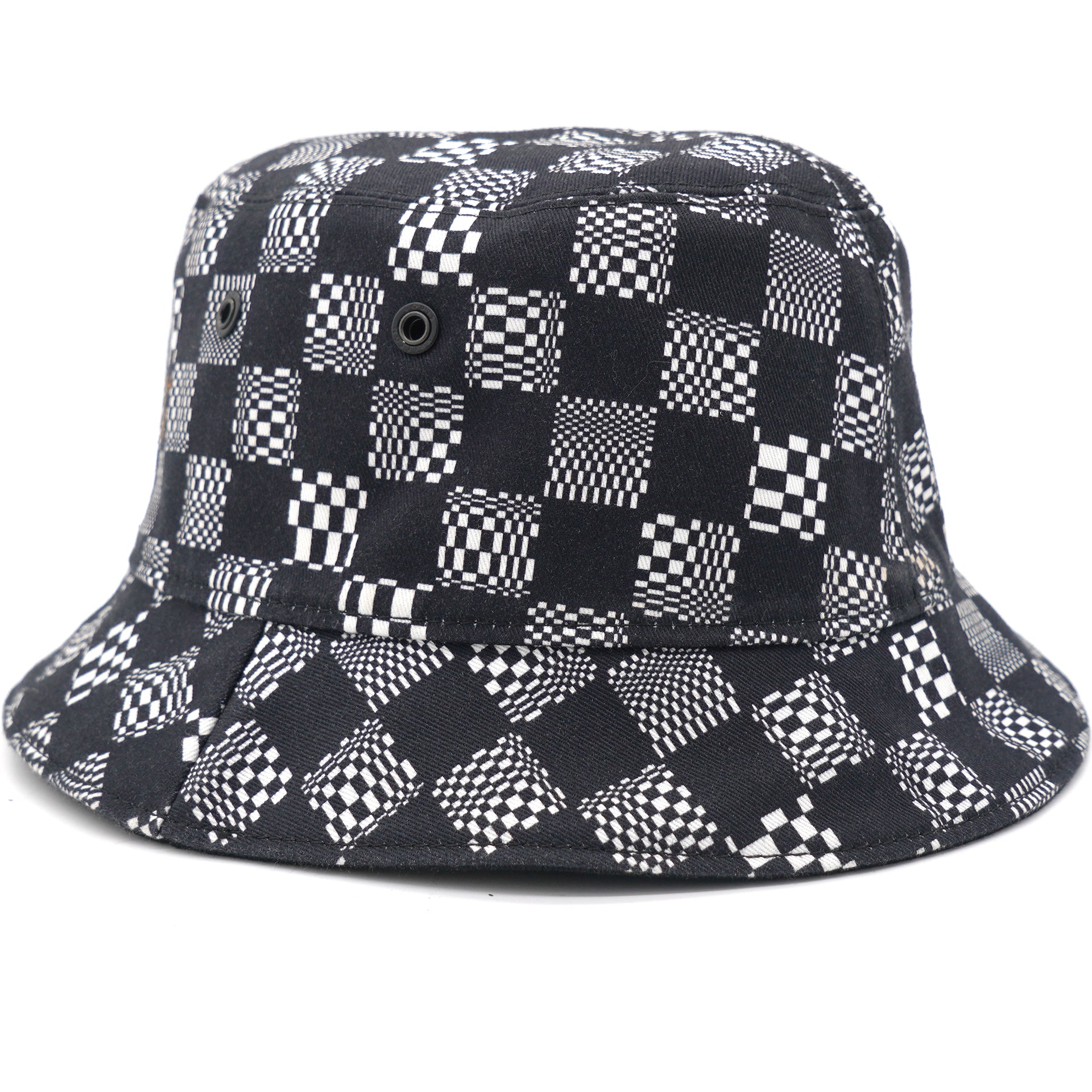 Louis Vuitton Size 60 Black x White Distorted Damier Bucket Hat