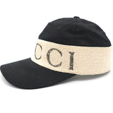 Black Cotton Baseball Cap with Strip Details