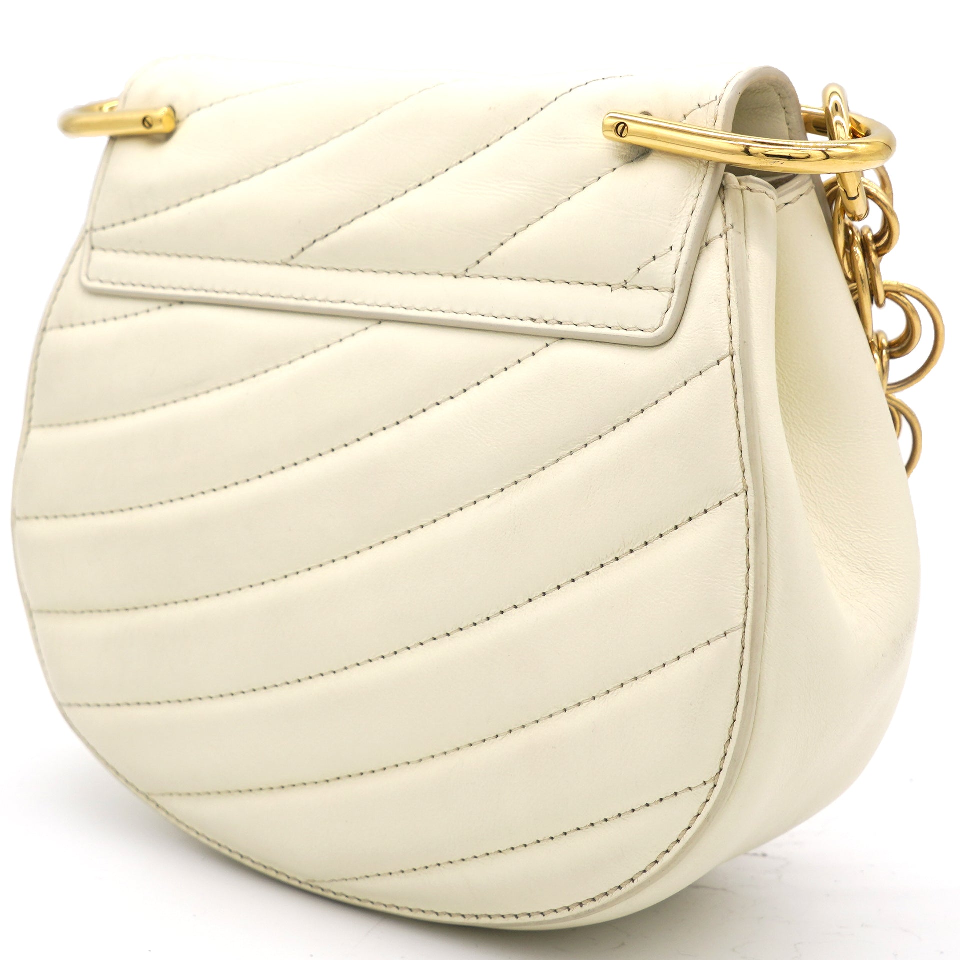 Cream Leather Medium Drew Bijou Shoulder Bag