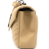 Beige Matelassé Leather Medium College Top Handle Bag