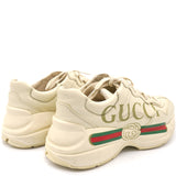 Cream Leather Rhyton Gucci Logo Sneakers 37.5