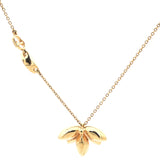 Flower Motif Crystal Gold Tone Necklace