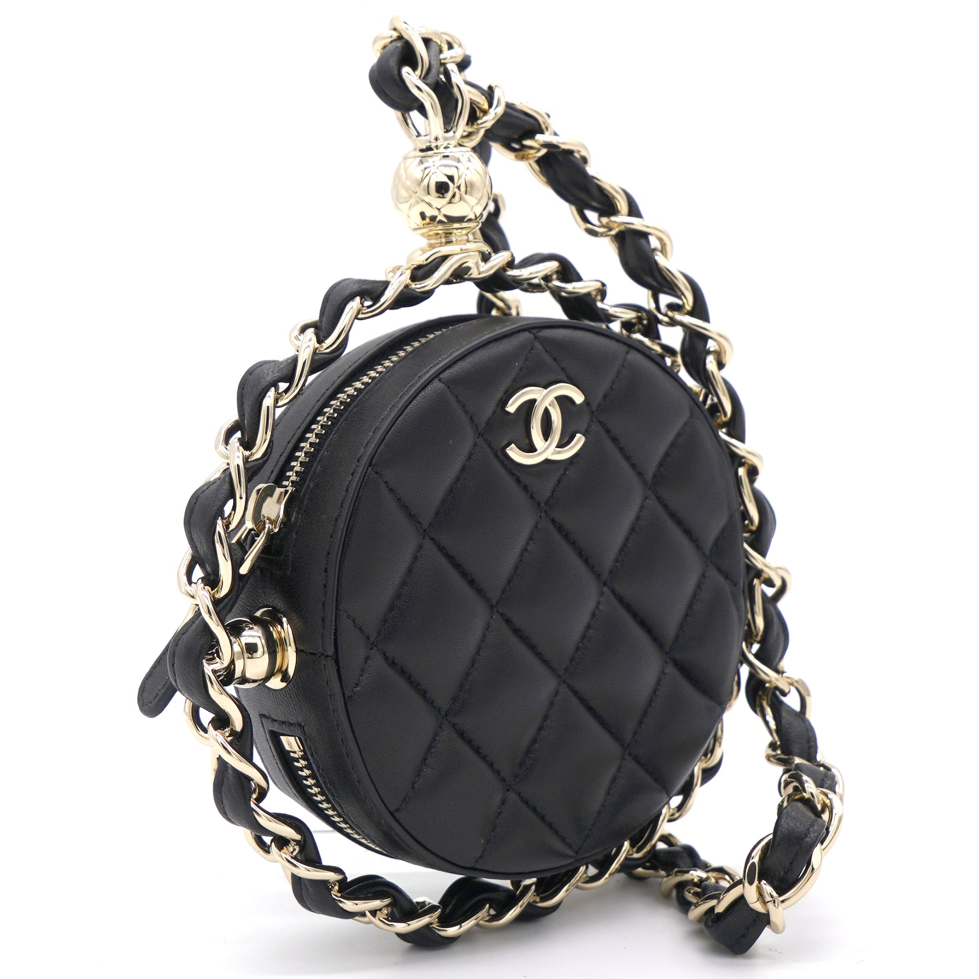 Chanel Lambskin Pink Chain Circle Top Handle Mini Bag – SFN