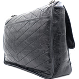 Large Niki quilted crinkled glossed-leather shoulder bag