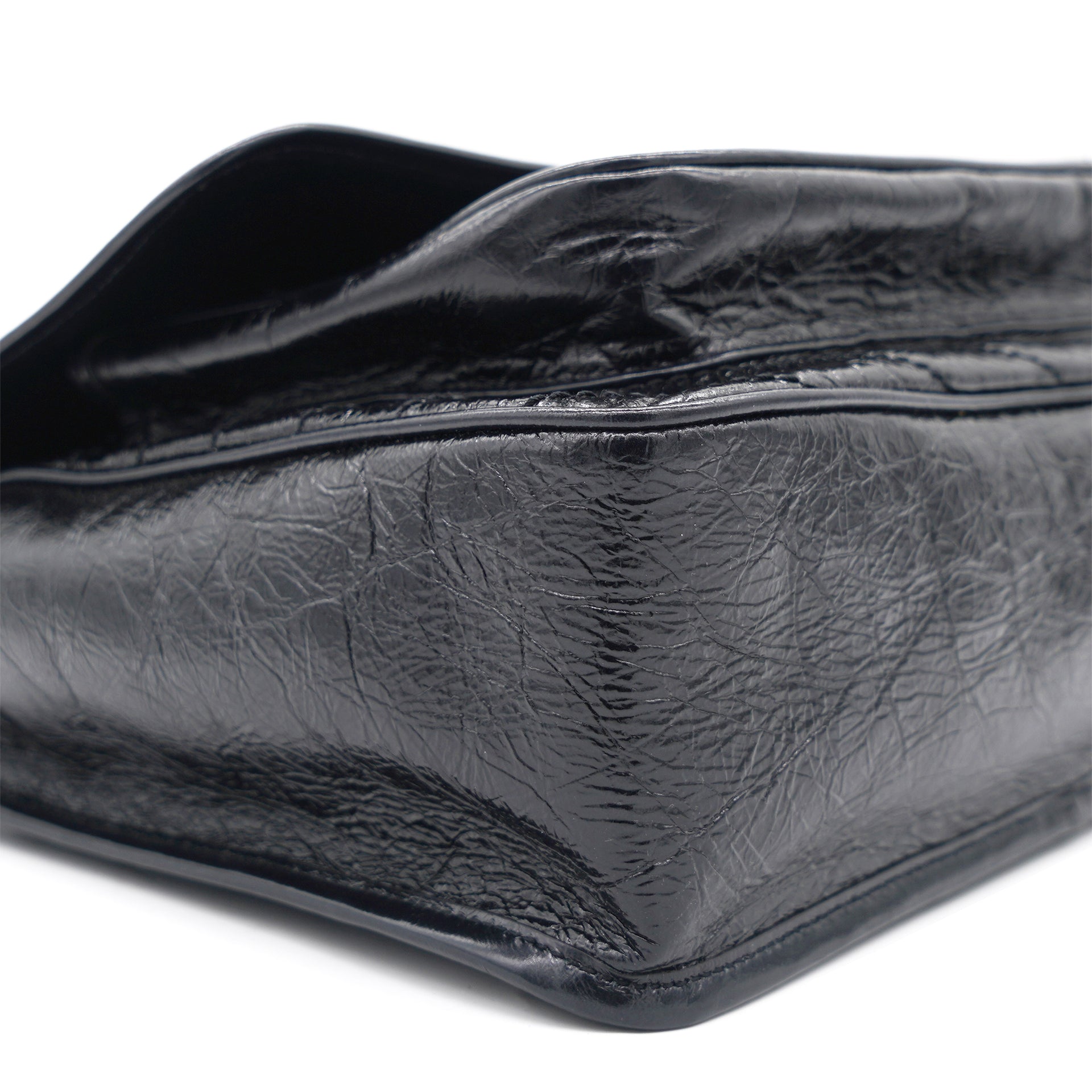Large Niki quilted crinkled glossed-leather shoulder bag