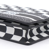 Calfskin Checkered Print Wallet On Chain WOC White Black