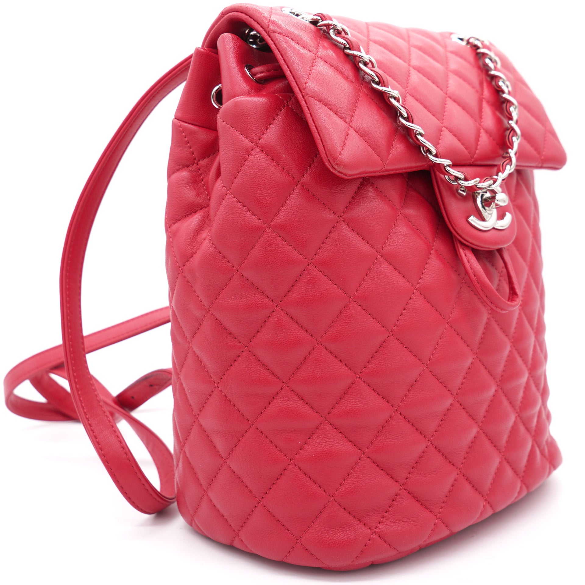 Lambskin Quilted Small Urban Spirit Backpack Red