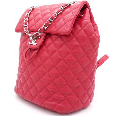 CHANEL Urban Spirit Large Quilted Leather Backpack Bag Red