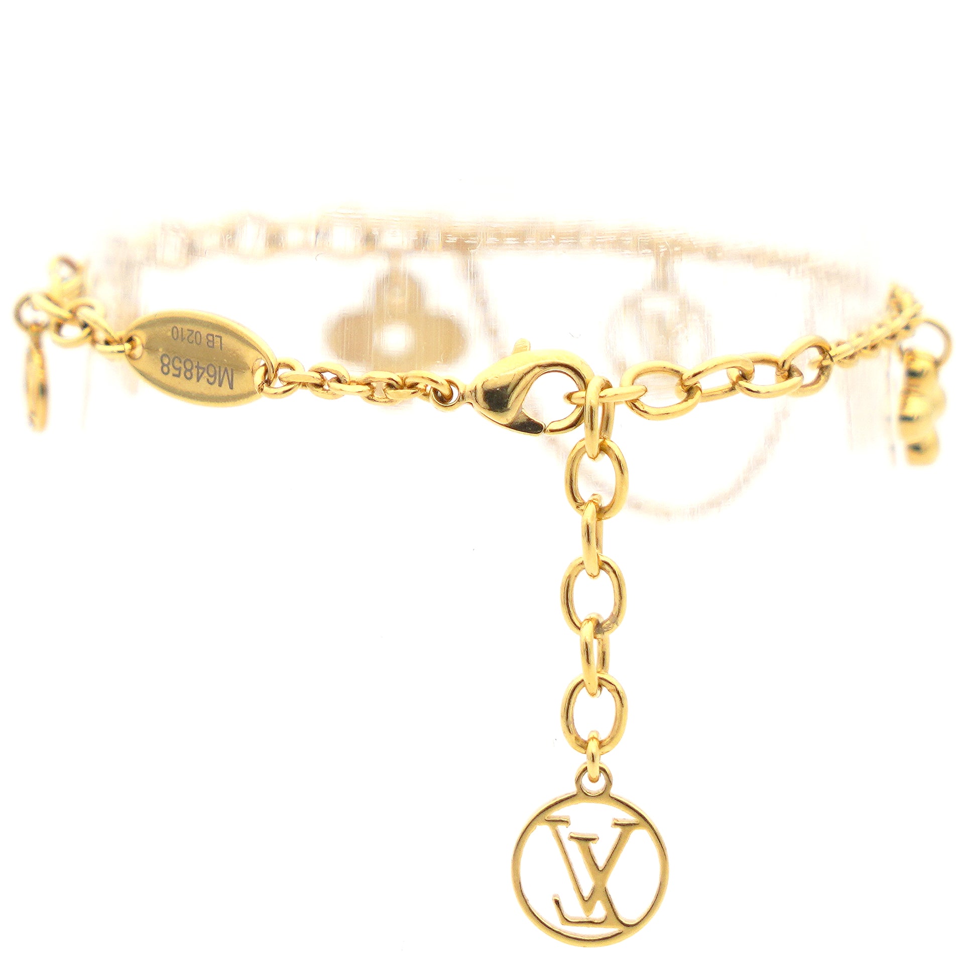 Authentic Louis Vuitton M64858 Blooming Flower Chain Bracelet Gold