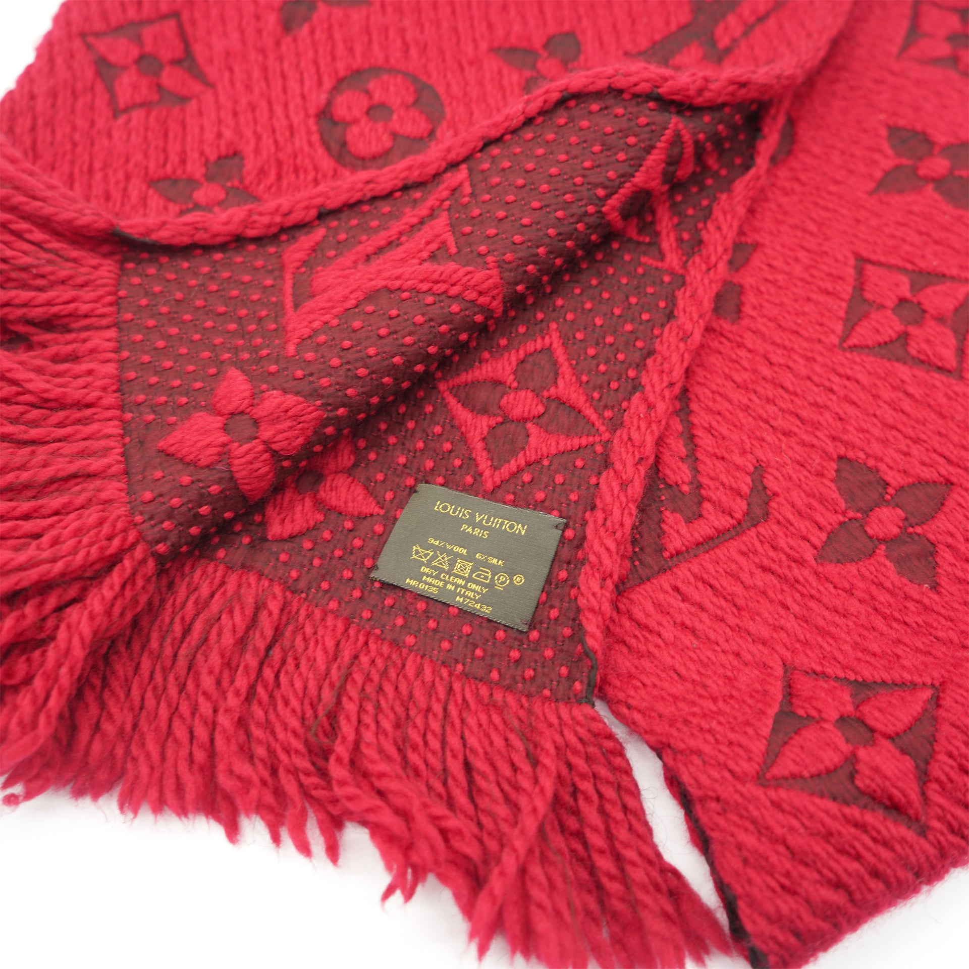 Vintage Brand New Ruby Red Logomania Scarf with Box and Packaging by Louis  Vui, Shop THRILLING