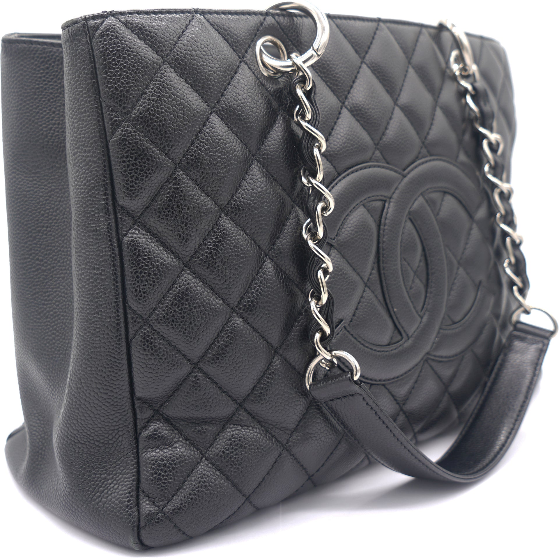 Chanel Black Quilted Caviar Leather Grand GST Shopper Tote Bag