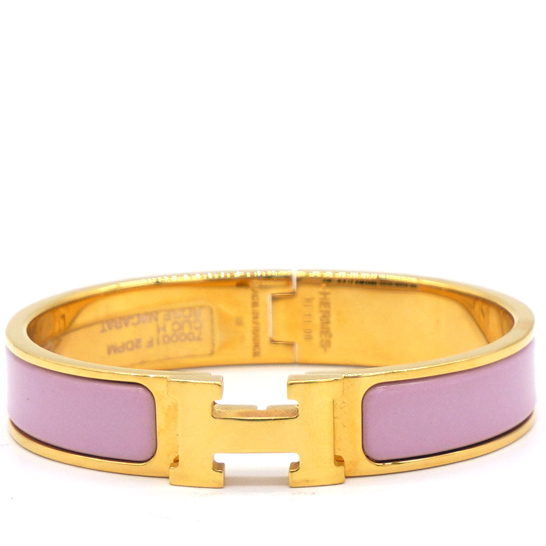 Clic h bracelet Hermès Pink in Gold plated - 31450723