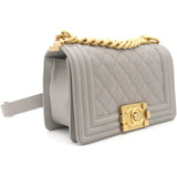 Grey Quilted Caviar Leather Small Boy Flap Bag