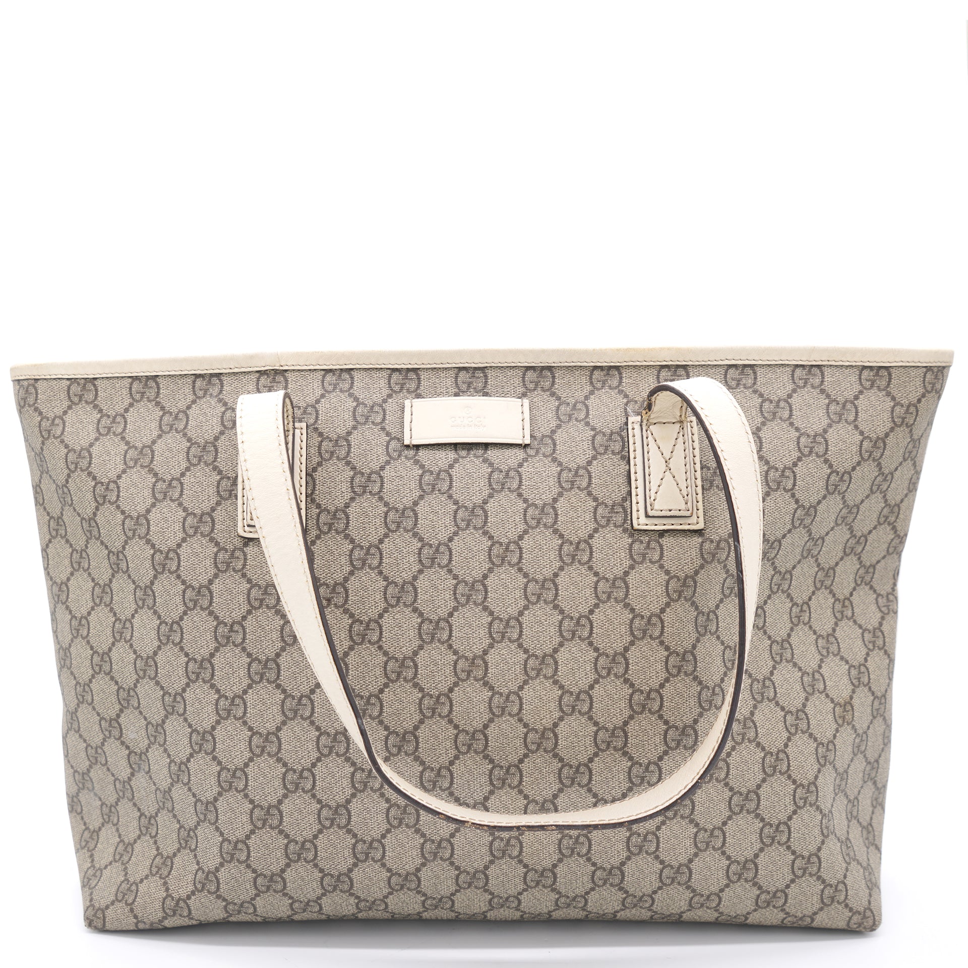 Gucci Supreme Gg Canvas Top Handle Bag In Beige,brown