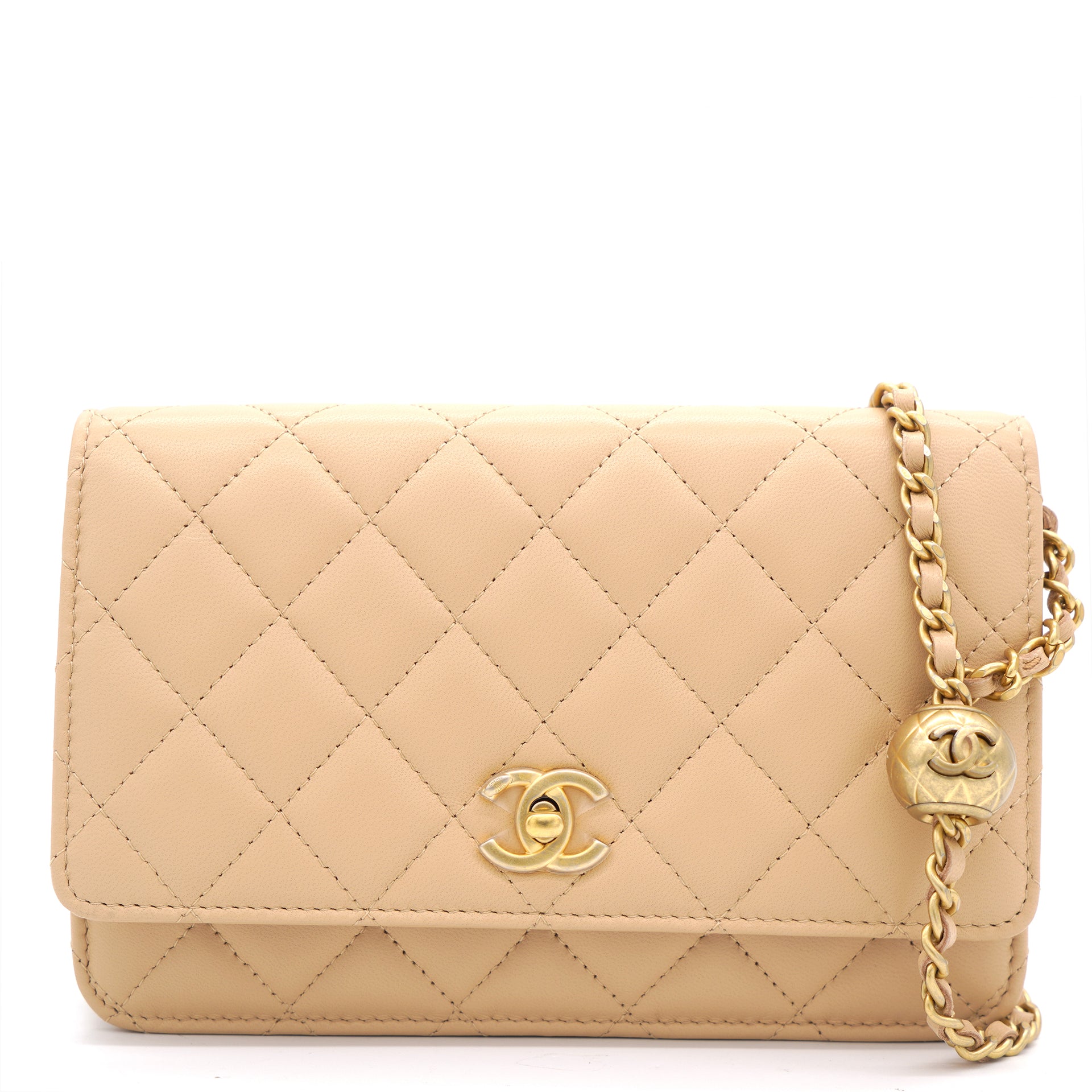 Chanel Lambskin Quilted CC Pearl Crush Wallet on Chain WOC Beige –  STYLISHTOP