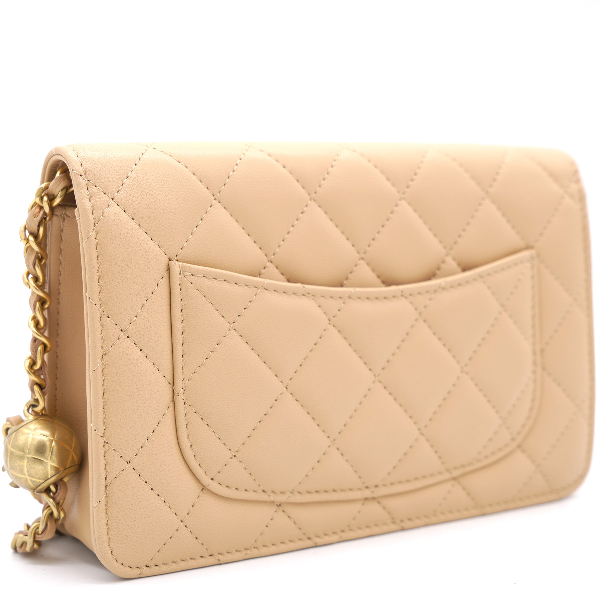 CHANEL Caviar Quilted Wallet On Chain WOC Beige Clair 257549