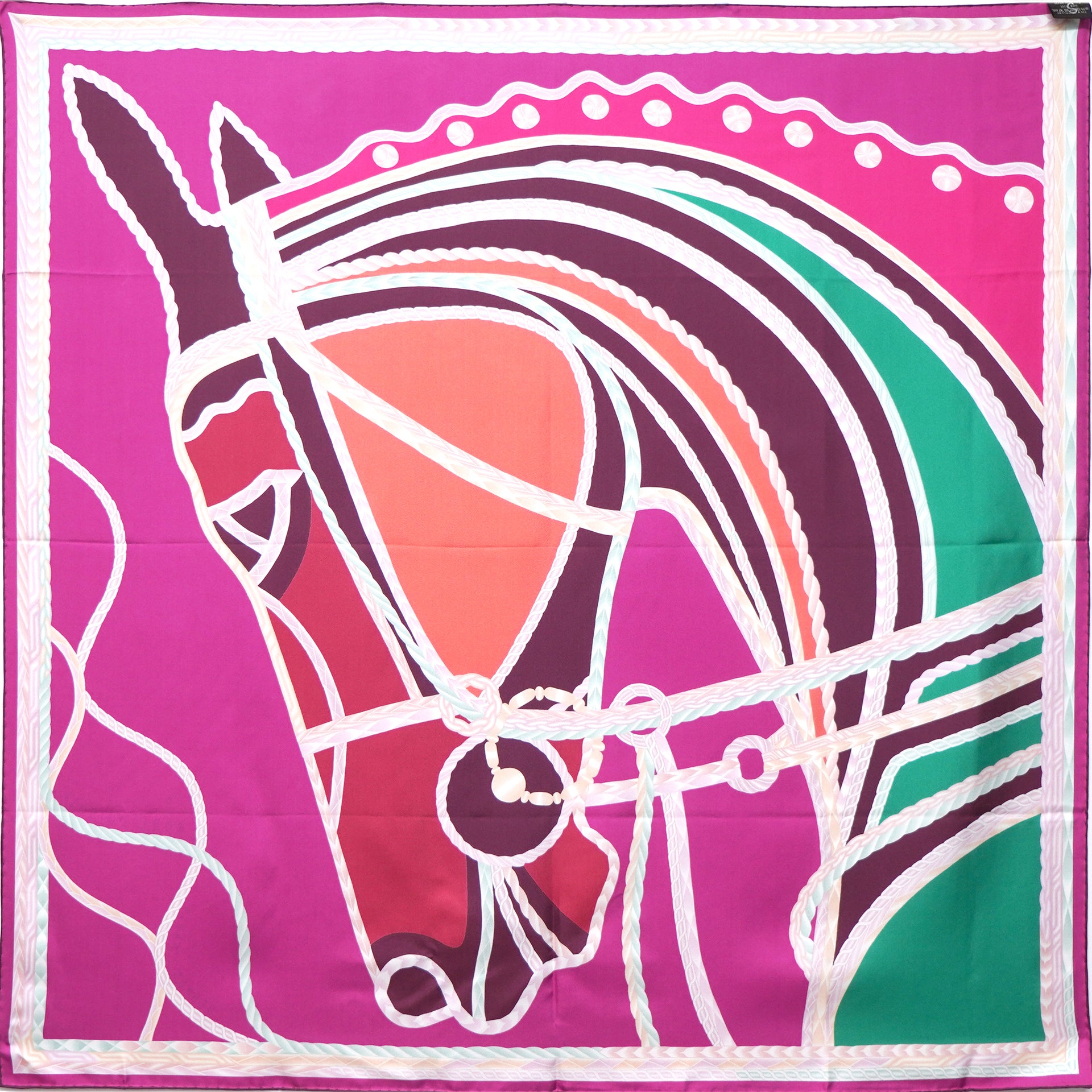 90x90cm Horse Print Silk Scarf
