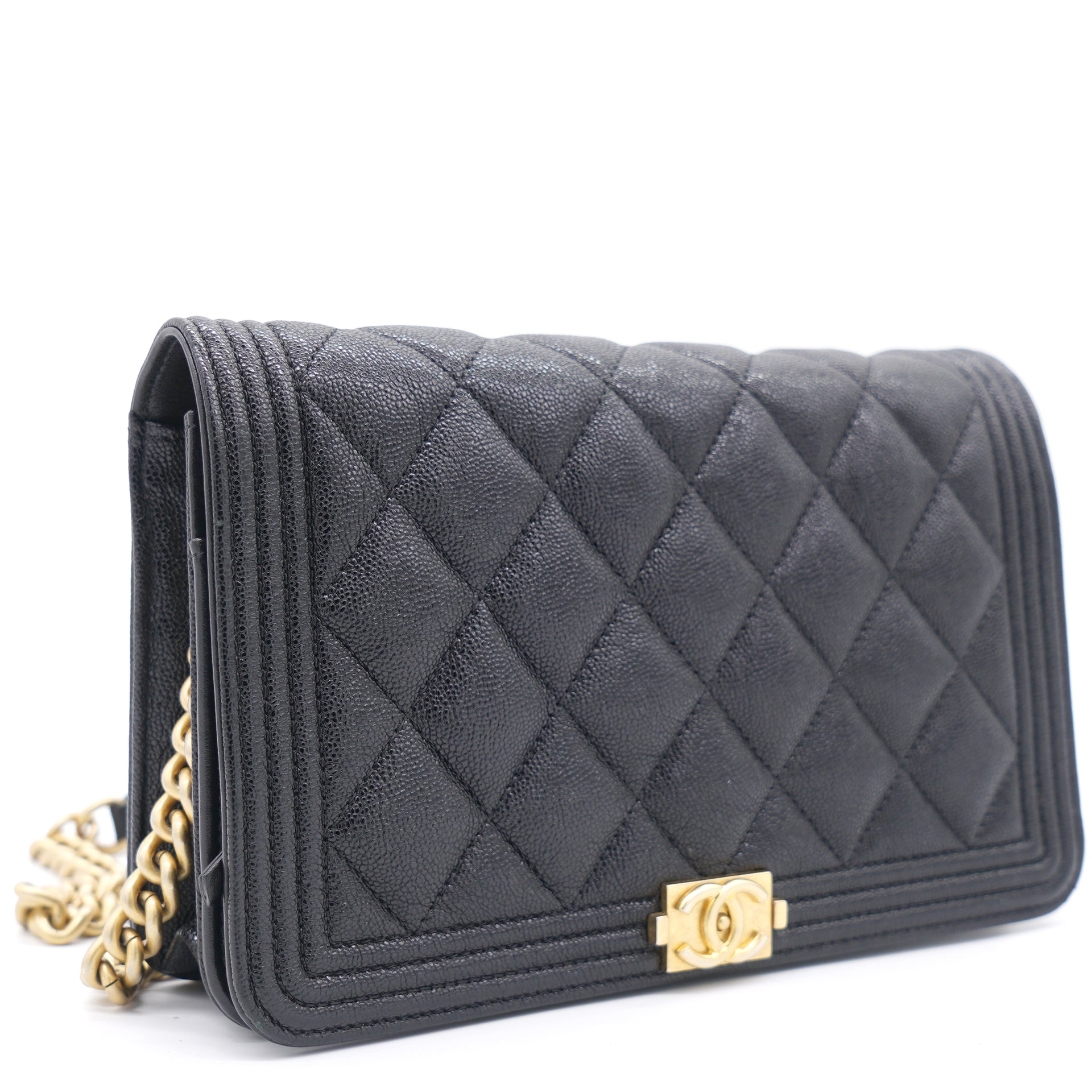 Chanel Boy Wallet on Chain WOC in Black Calfskin with Ruthenium Hardware   SOLD