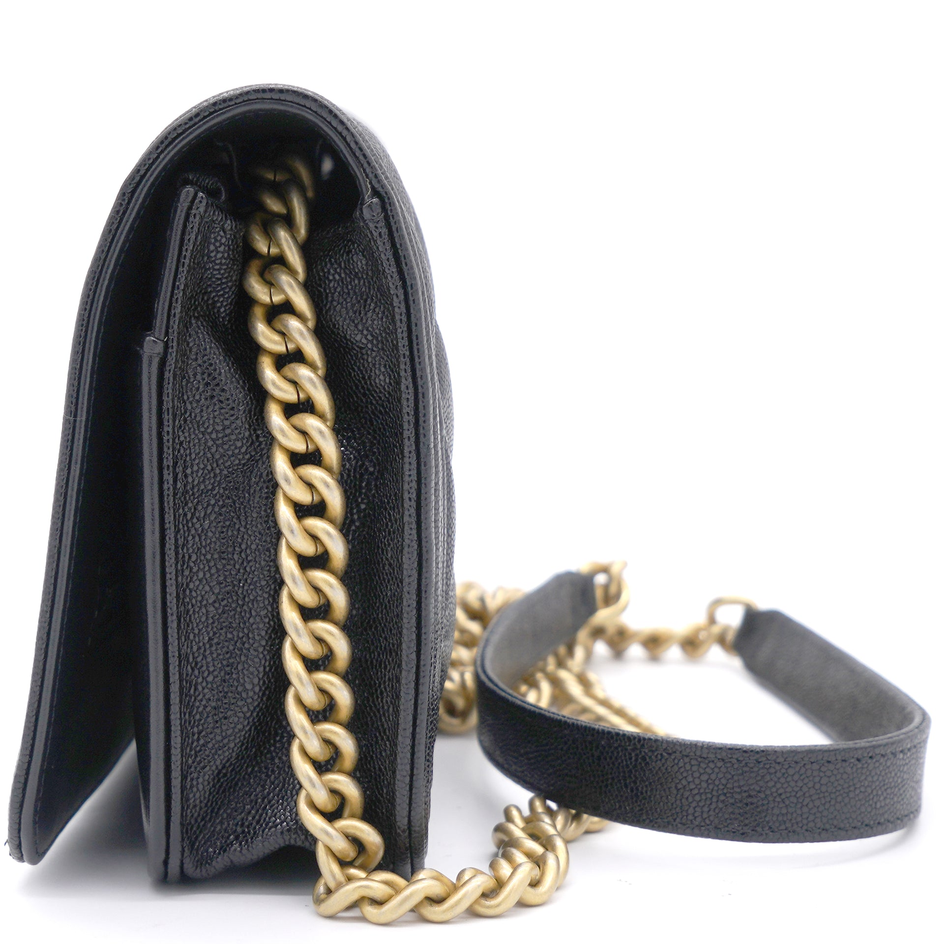 Caviar Quilted Boy Wallet on Chain WOC Black
