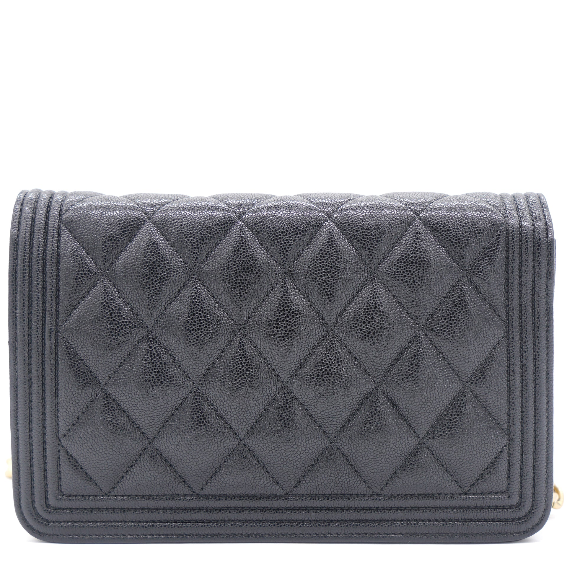 Caviar Quilted Boy Wallet on Chain WOC Black