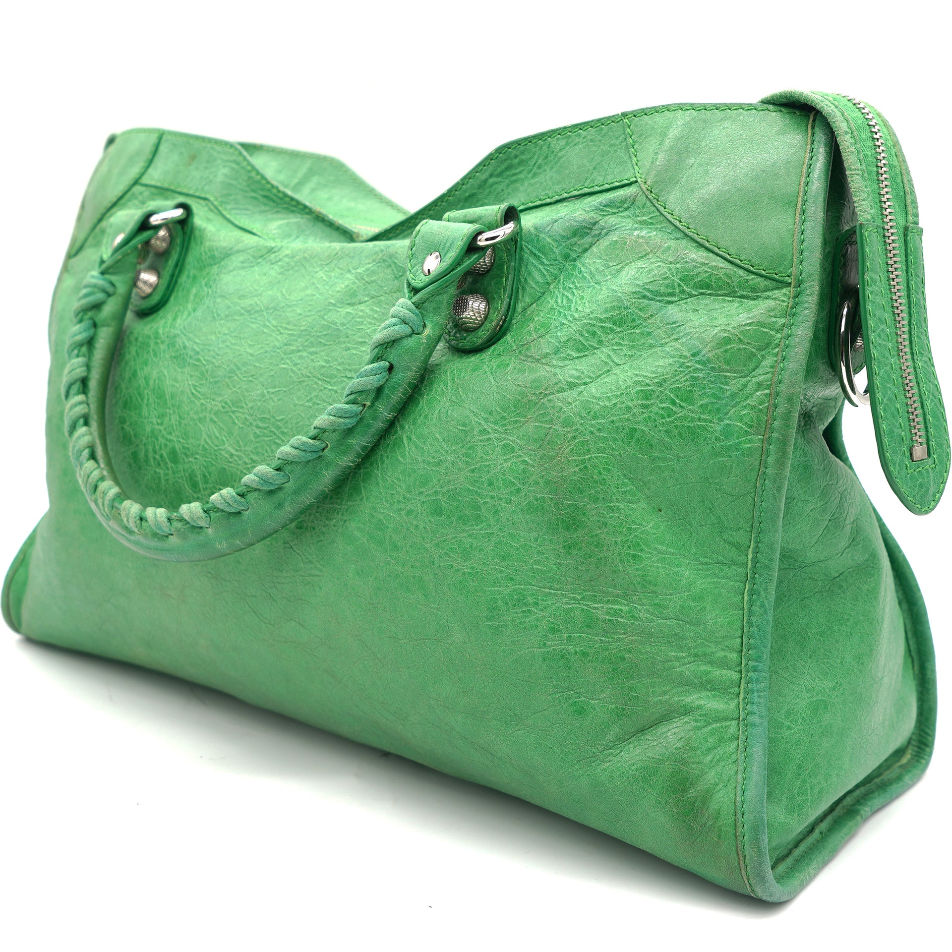 City Green Leather Giant Silver Hardware