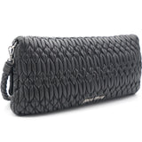 Black Matelasse Nappa Leather Crystal Shoulder Bag